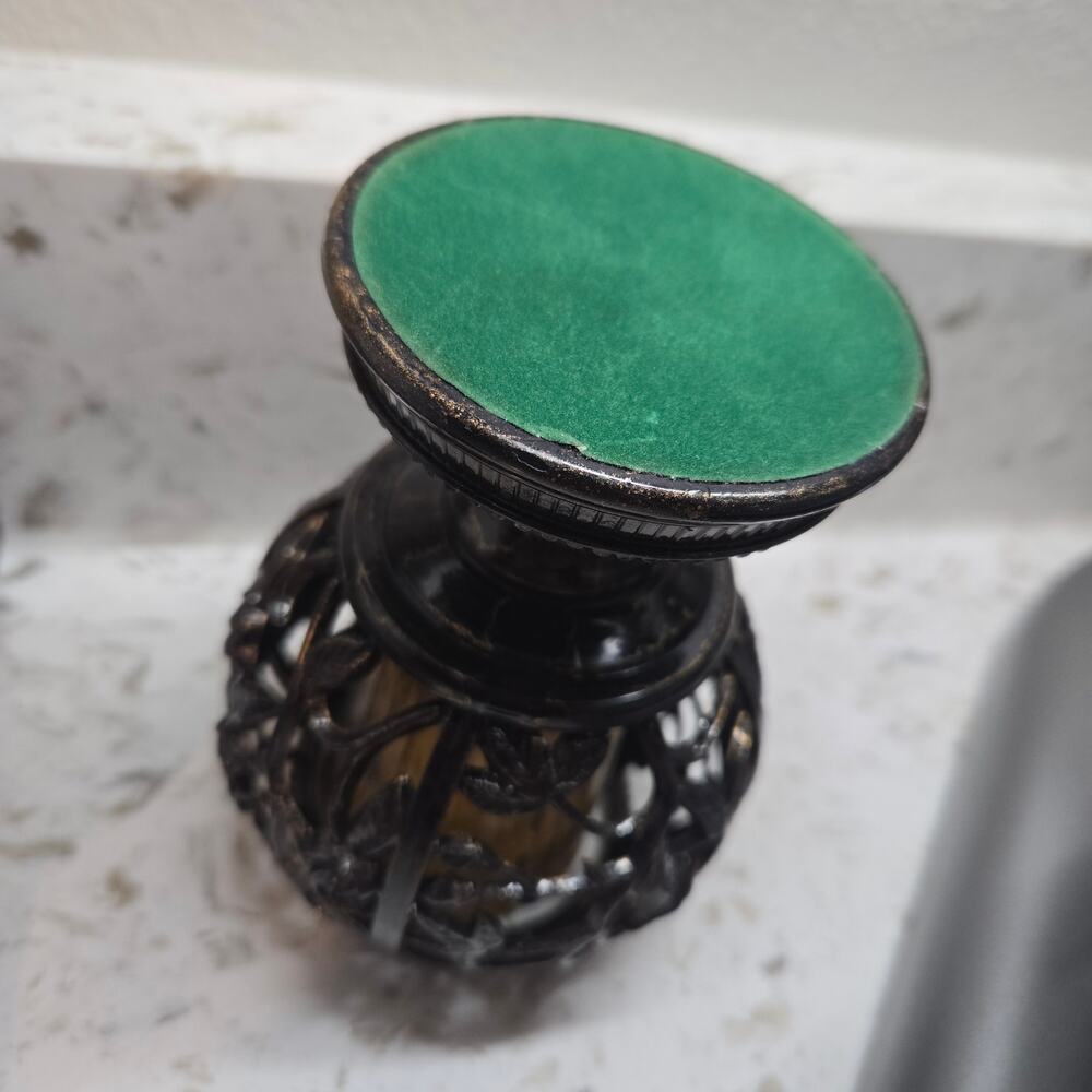 Vintage Hollywood Regency Votive Candle Holder Ornate Floral Filigree Pedestal - Picture 6 of 12